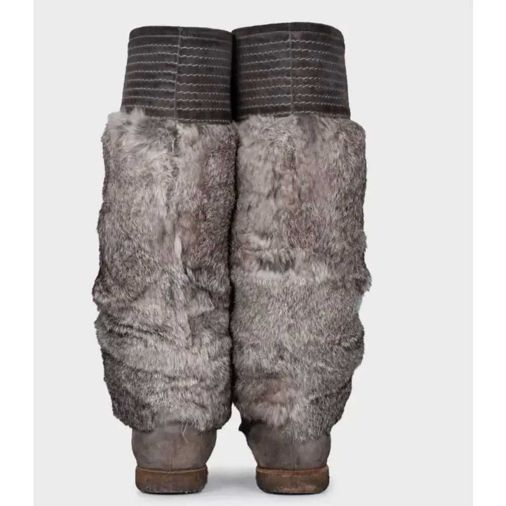 Christian Dior Gray Suede & Fur Boots - EU 37.5